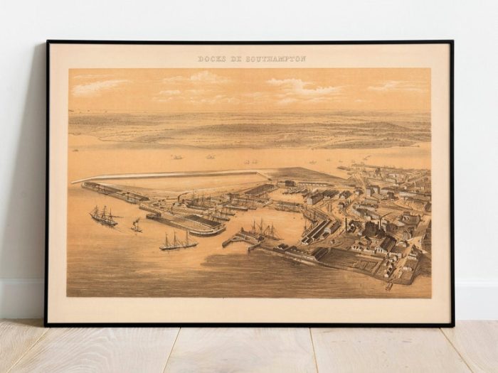 Docks of Southampton 1883 s England Wall Poster Canvas Print Wall Decor Wall Prints Vintage Art Prints