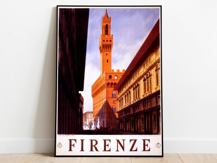 Firenze Wall Art Print Poster Vintage Florence Travel Poster Canvas Print Wall Decor Hanger Framed Print Framed Prints