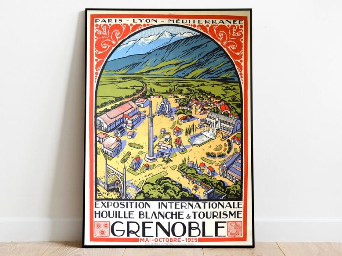 Grenoble Travel Poster Vintage Travel Print France Wall Art Print Canvas Print Wall Decor Hanger Framed Print