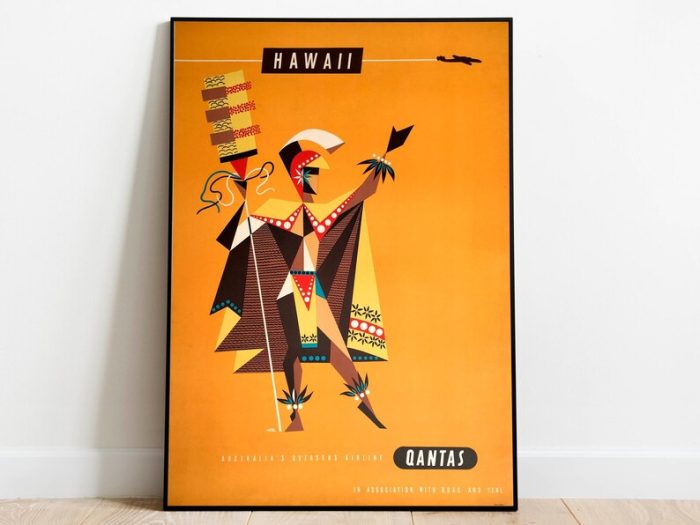 Hawaii Travel Poster Vintage Travel Print Hawaii Wall Art Print Canvas Print Wall Decor Hanger Framed Print