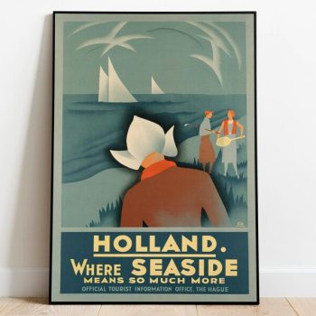 Holland Poster Vintage The Netherlands Vintage Travel Print Framed Art Canvas Print Hanger Framed Print Wall Print Poster Art