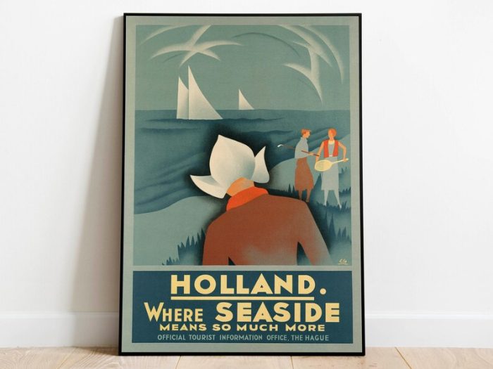 Holland Poster Vintage The Netherlands Vintage Travel Print Framed Art Canvas Print Hanger Framed Print Wall Print Poster Art