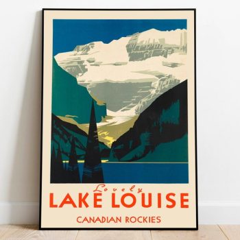 Lake Louise Poster Vintage Framed Art Canada Vintage Travel Poster Canvas Print Wall Art Wall Prints Poster Art Wall Art Decor