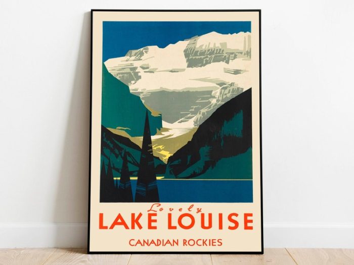 Lake Louise Poster Vintage Framed Art Canada Vintage Travel Poster Canvas Print Wall Art Wall Prints Poster Art Wall Art Decor