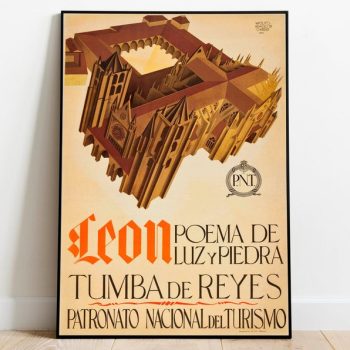 Leon Travel Poster Vintage Travel Print Spain Wall Art Print Canvas Print Wall Decor Hanger Framed Print