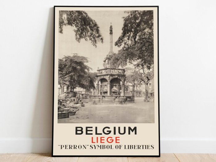 Liege Belgium Vintage Travel Poster Framed Prints Hanger Framed Print Canvas Print Wall Decor Poster Art Wall Art Prints