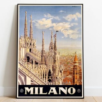 Milano Vintage Travel Print Wall Art Canvas Italy Travel Poster Wall Art Prints s Hanger Framed Print Wall Art Decor