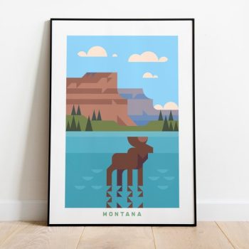 Minimalist Montana Travel Art Canvas Wall Decor Print Wall Decor Montana Wall Art