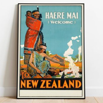 New Zealand Vintage Travel Poster Framed Prints Canvas Print Wall Decor Prints Wall Art Poster Art Hanger Framed Print