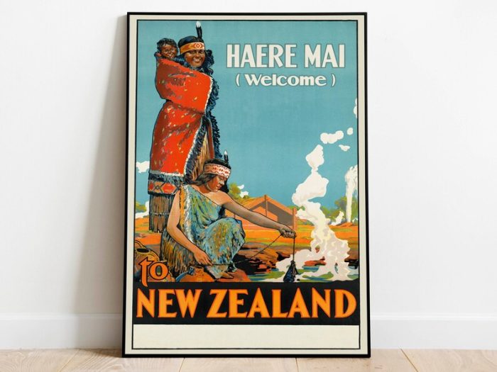 New Zealand Vintage Travel Poster Framed Prints Canvas Print Wall Decor Prints Wall Art Poster Art Hanger Framed Print