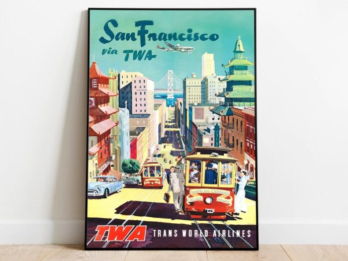 San Francisco Travel Poster Vintage Travel Print Vintage Wall Art Print Canvas Print Wall Decor Hanger Framed Print