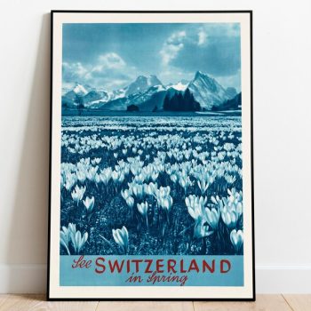 Switzerland Wall Art Print Vintage Poster Art Switzerland Travel Print Canvas Print Wall Art