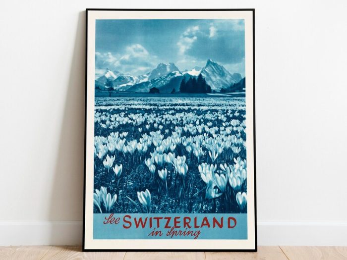 Switzerland Wall Art Print Vintage Poster Art Switzerland Travel Print Canvas Print Wall Art