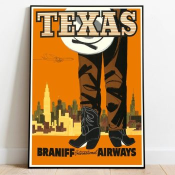 Texas Vintage Travel Poster Wall Art Prints Texas Wall Print Canvas Print Wall Decor Hanger Framed Poster Art Framed Prints