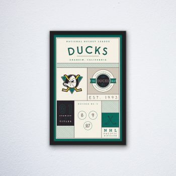 Anaheim Ducks Stats Canvas Poster Print - Wall Art Decor