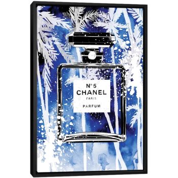 Blue Palms Chanel - Black Framed Canvas