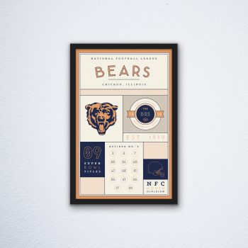 Chicago Bears Stats Canvas Poster Print - Wall Art Decor