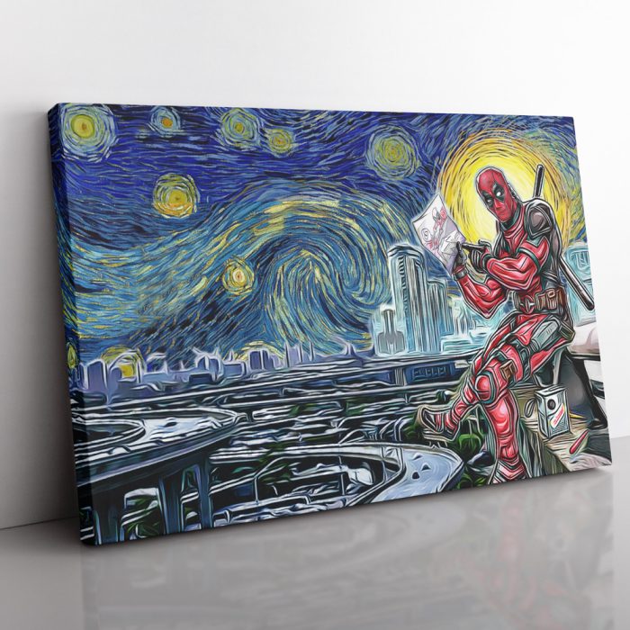 Deadpool Starry Night Canvas Poster Print Wall Art Decor
