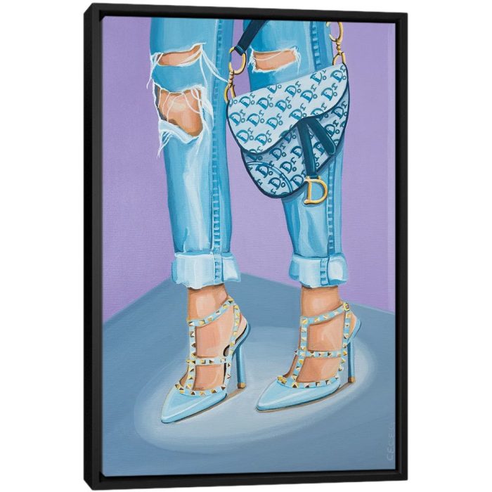 Dior Saddle Bag and Valentino Heels - Black Framed Canvas