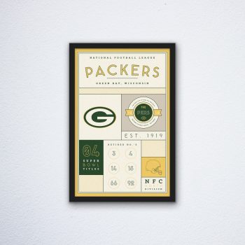 Green Bay Packers Stats Canvas Poster Print - Wall Art Decor