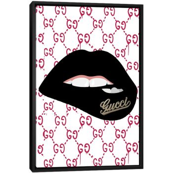 Gucci Lips - Black Framed Canvas