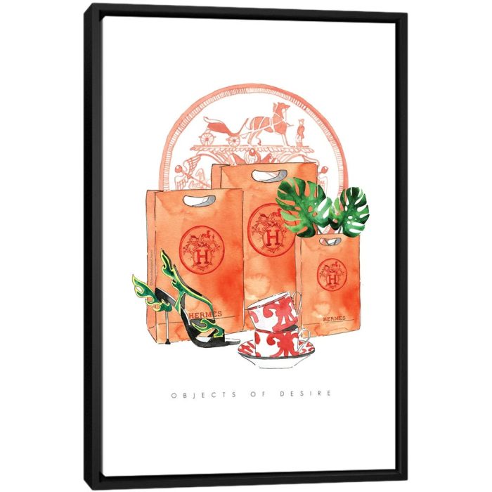 Hermes Objects Of Desire - Black Framed Canvas