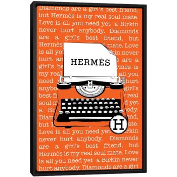 Hermes Typewriter - Black Framed Canvas