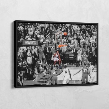 Kawhi Leonard Incredible Epic Buzzer-Beater Shot Toronto Raptors Poster NBA Basketball Player FramedCanvas NBA Art NBA Print Wall Art