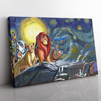 Lion King Starry Night Canvas Poster Print Wall Art Decor