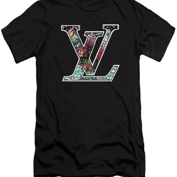 Louis Vuitton Flowers Black Luxury Brand Unisex T-Shirt Kid T-Shirt LTS022