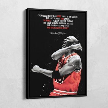 Michael Jordan Canvas Basketball Quote Poster Michael Jordan Motivational Quote Poster NBA Chicago Bulls Inspirational Success Print