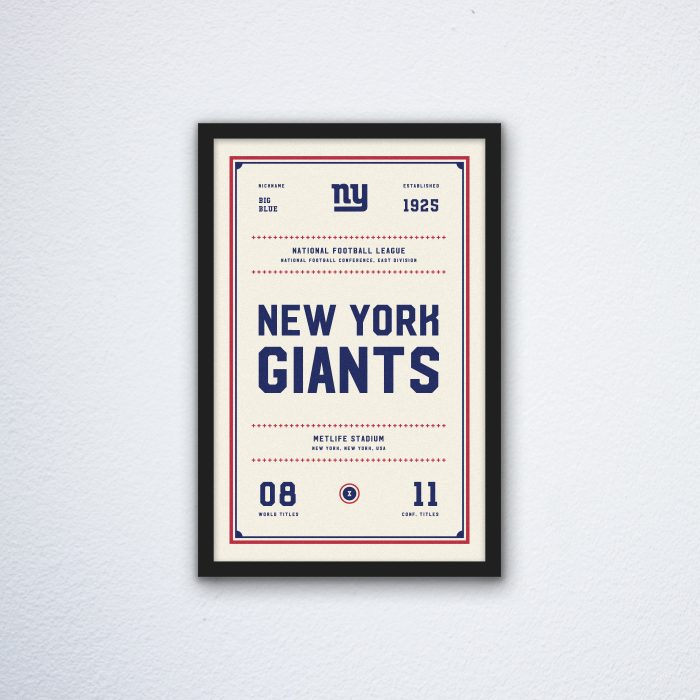 New York Giants Ticket Canvas Poster Print - Wall Art Decor