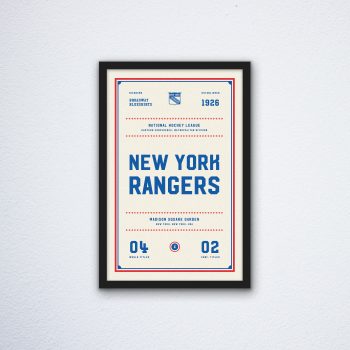 New York Rangers Ticket Canvas Poster Print - Wall Art Decor