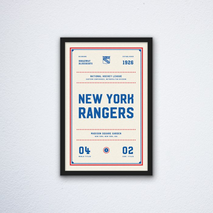 New York Rangers Ticket Canvas Poster Print - Wall Art Decor