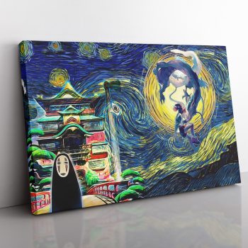 Spirited Away Starry Night Studio Ghibli Canvas Poster Print Wall Art Decor