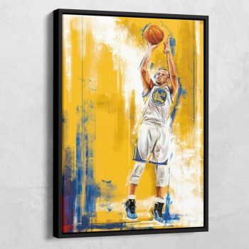 Stephen Curry Canvas JumpShot Basketball Wall Art Golden State Warriors Canvas Decor Steph Curry Oil Painting Poster Best