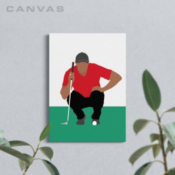 Tiger Woods Crouched Golf Canvas Poster Print Wall Art Decor