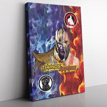 Trippy Thanos and Kratos Marvel Canvas Poster Print Wall Art Decor