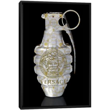 Versace Gold Grenade - Black Framed Canvas