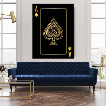 Ace Playing Card Canvas Success Motivation Wall Decor Gold Art Motivation Art Home Decor King And Queen