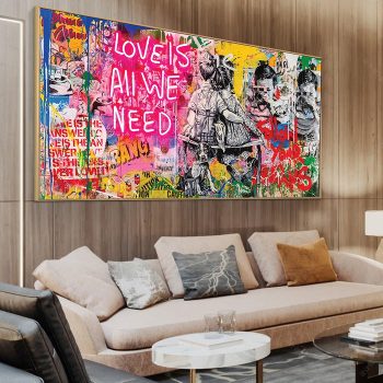 All You Need Is Love Canvas Framed Poster Print Wall Decor