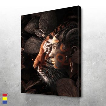 Brother and Sister the Hidden Connection of Emotions Between Women and Tigers Canvas Poster Print Wall Art Decor