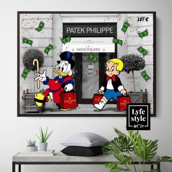 Canvas Art Scrooge Mcduck Patek Philippe Rolex Watch Art Alec Monopoly Luxury Art Banksy Pop Art