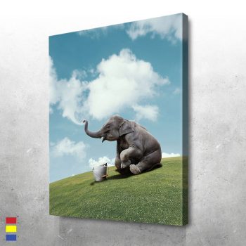 Cloudmaker's Visual Journey Elephant and Environmental Awareness Canvas Poster Print Wall Art Decor
