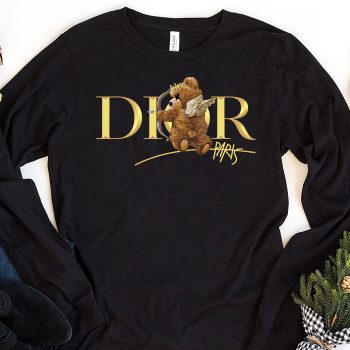 Dior Gold Logo Luxury Angel Teddy Bear Unisex & Kid Long Sleeve Tee LTB2518