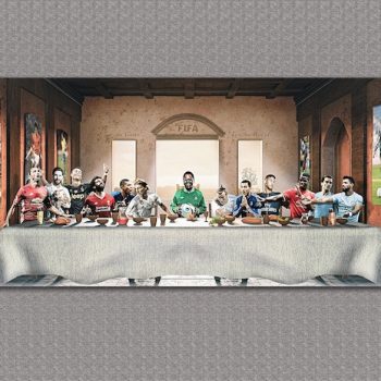 FIFA Best Football Players The Last Supper Canvas Football Wall Decor Legend Players Ronaldo Messi Mbappe Neymar Aguero Pele Modric
