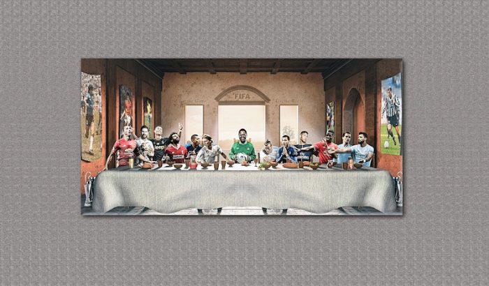 FIFA Best Football Players The Last Supper Canvas Football Wall Decor Legend Players Ronaldo Messi Mbappe Neymar Aguero Pele Modric