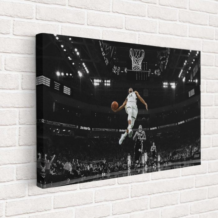 Giannis Antetokounmpo Flying Poster Wall Art Giannis Antetokounmpo Canvas Basketball NBA Print Fan Gift Flying Best Basketball Player Art