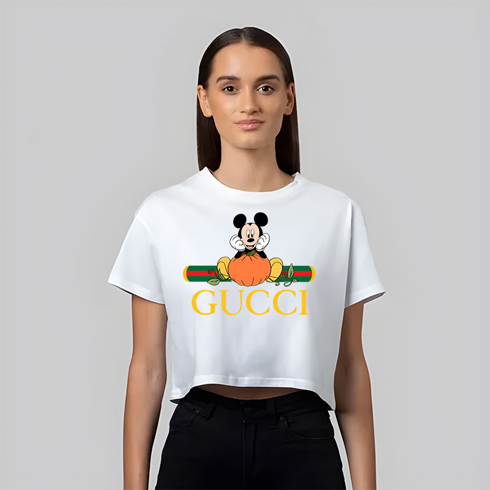 Gucci Mickey Mouse Champion Women Cropped T Shirt NTB2162 Cadadesigns