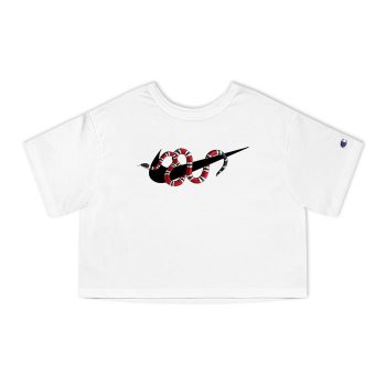 Gucci Nike Snake Logo Champion Women Cropped T-Shirt NTB2204